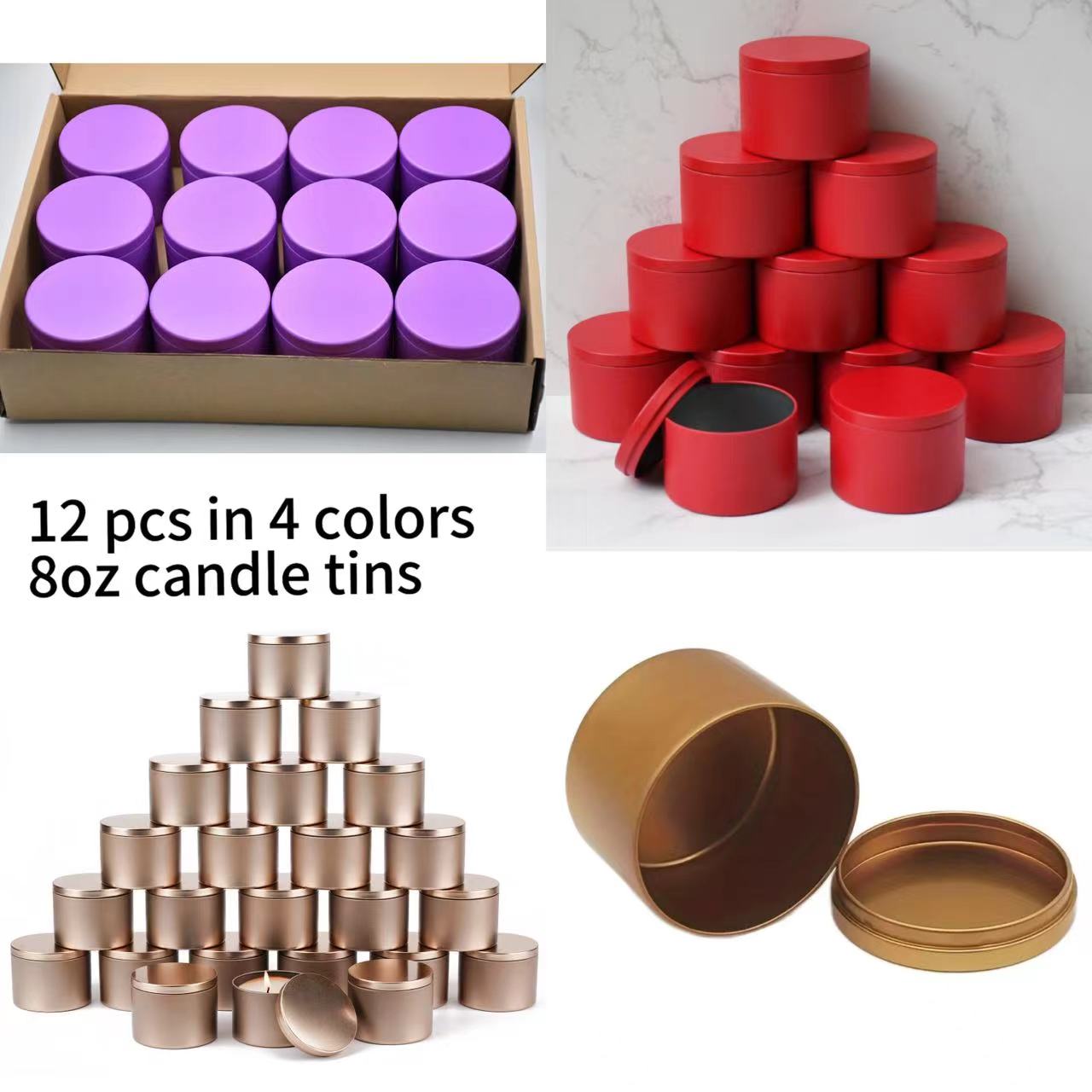 Tin Container Lid - 12pcs 4oz Metal Candle Tins with