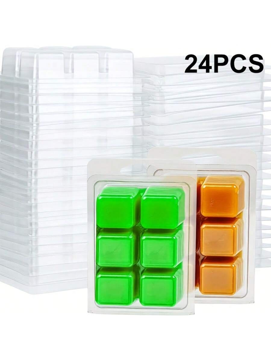 Candle Making Jars Wholesale - 12/24 Pieces Rectangular 6-Hole Clear Plastic