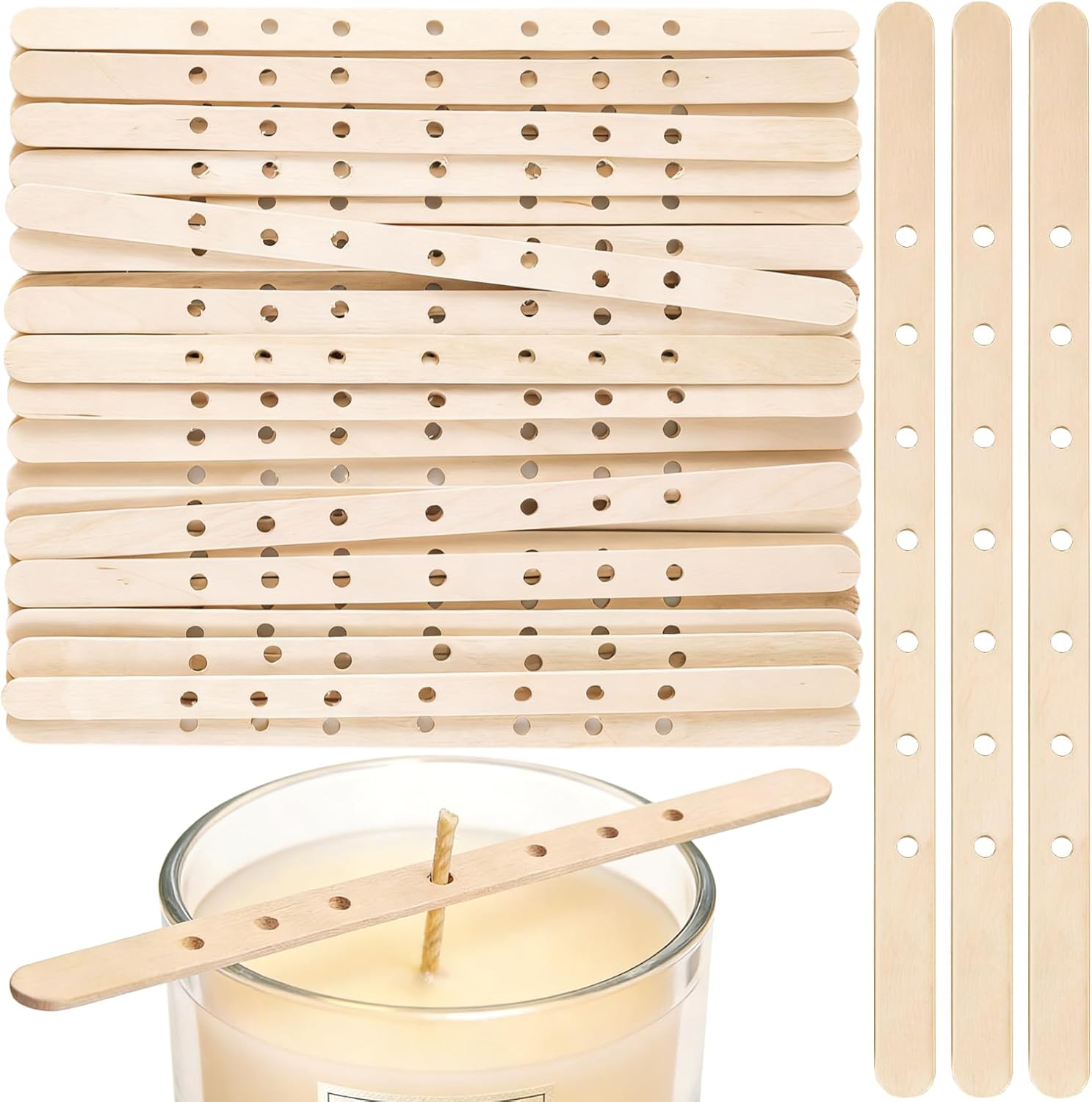 Candle Making Wicks - 30/50pcs 7 Holes Wooden Candle Wick