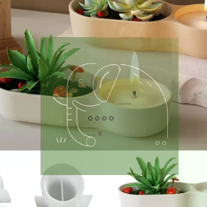 Candle Making Pot - Double-Cup Plant Pot Silicone Mold DIY