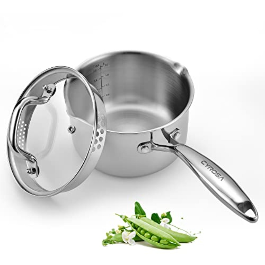 Stainless Steel Saucepan 2.0 Q - Pour Pot Aluminum avis et prix