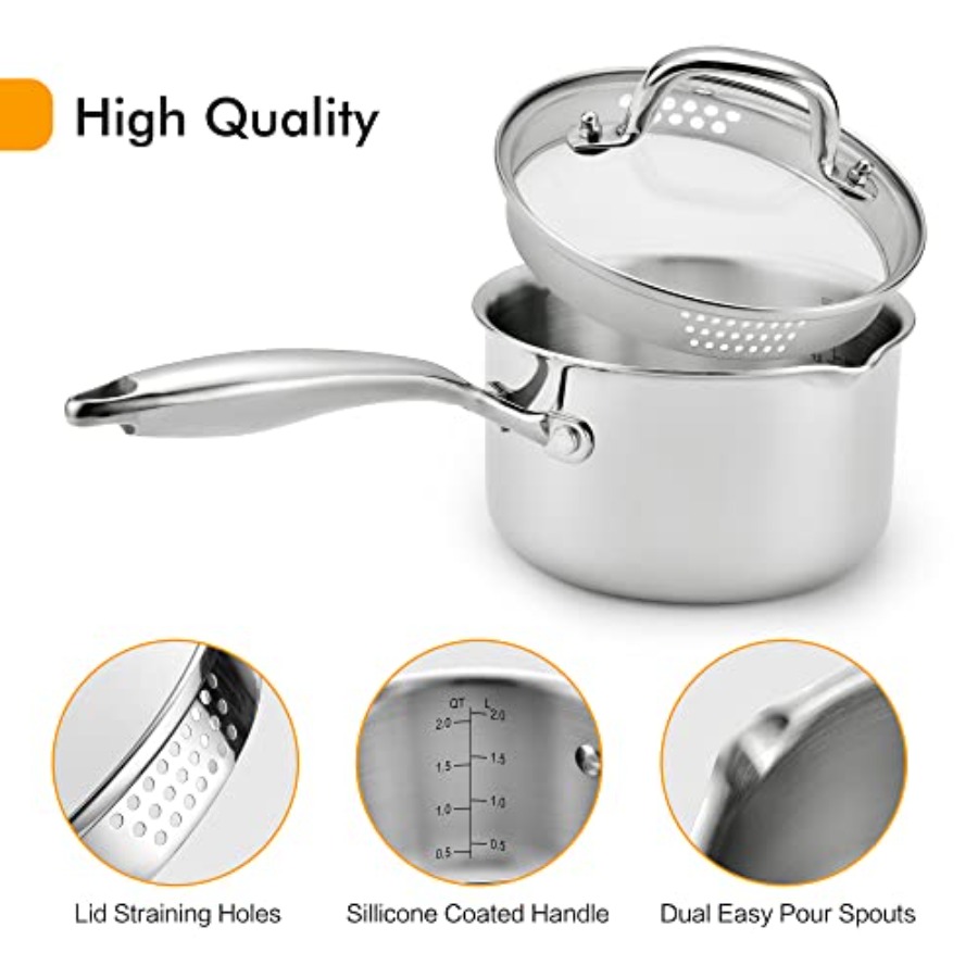 Stainless Steel Saucepan 2.0 Q - Pour Pot Aluminum avis et prix
