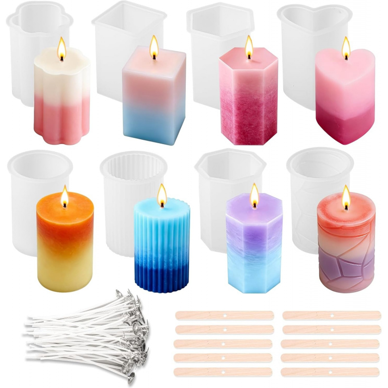 8 Silicone Candle Mold Set，Inc - Candle Making Wicks avis et prix