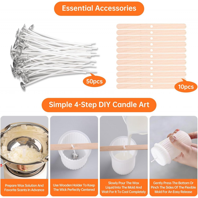 8 Silicone Candle Mold Set，Inc - Candle Making Wicks avis et prix