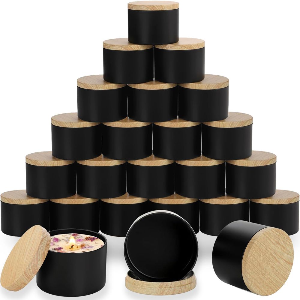 24-Piece 4oz Black Candle Tins - Tin Container Lid avis et prix