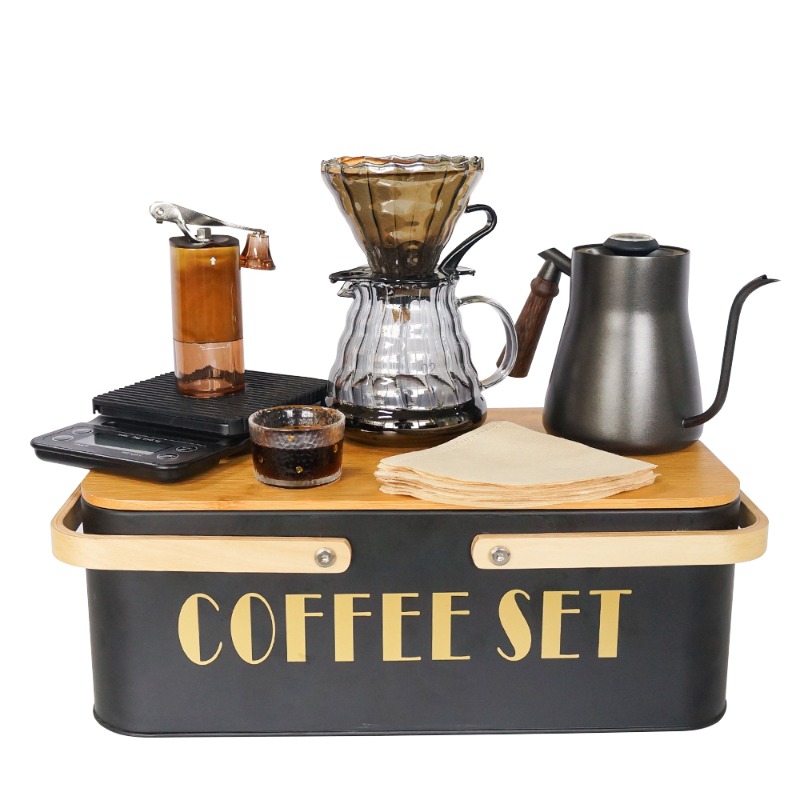 Portable coffee machine set wi - Pour Pot Aluminum avis et prix